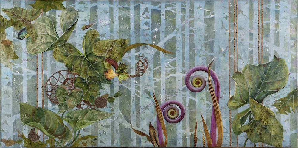 POD CAST, 24x48, mixed media collage on canvas, (2014)