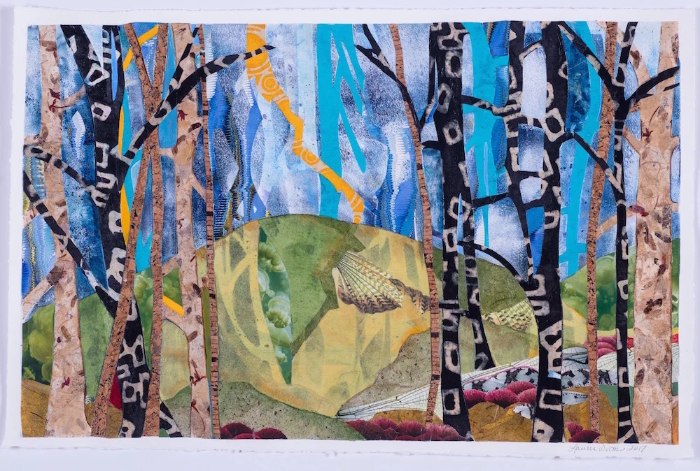 LIGHTNING STRIKES TWICE, 22x29, mixed collage on paper, (2108)