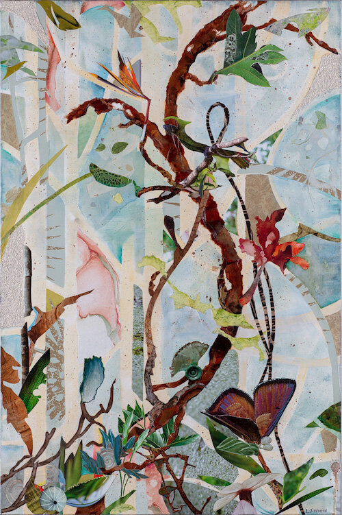 Tree Spirits IX, 36x24", mixed collage on canvas (2021)