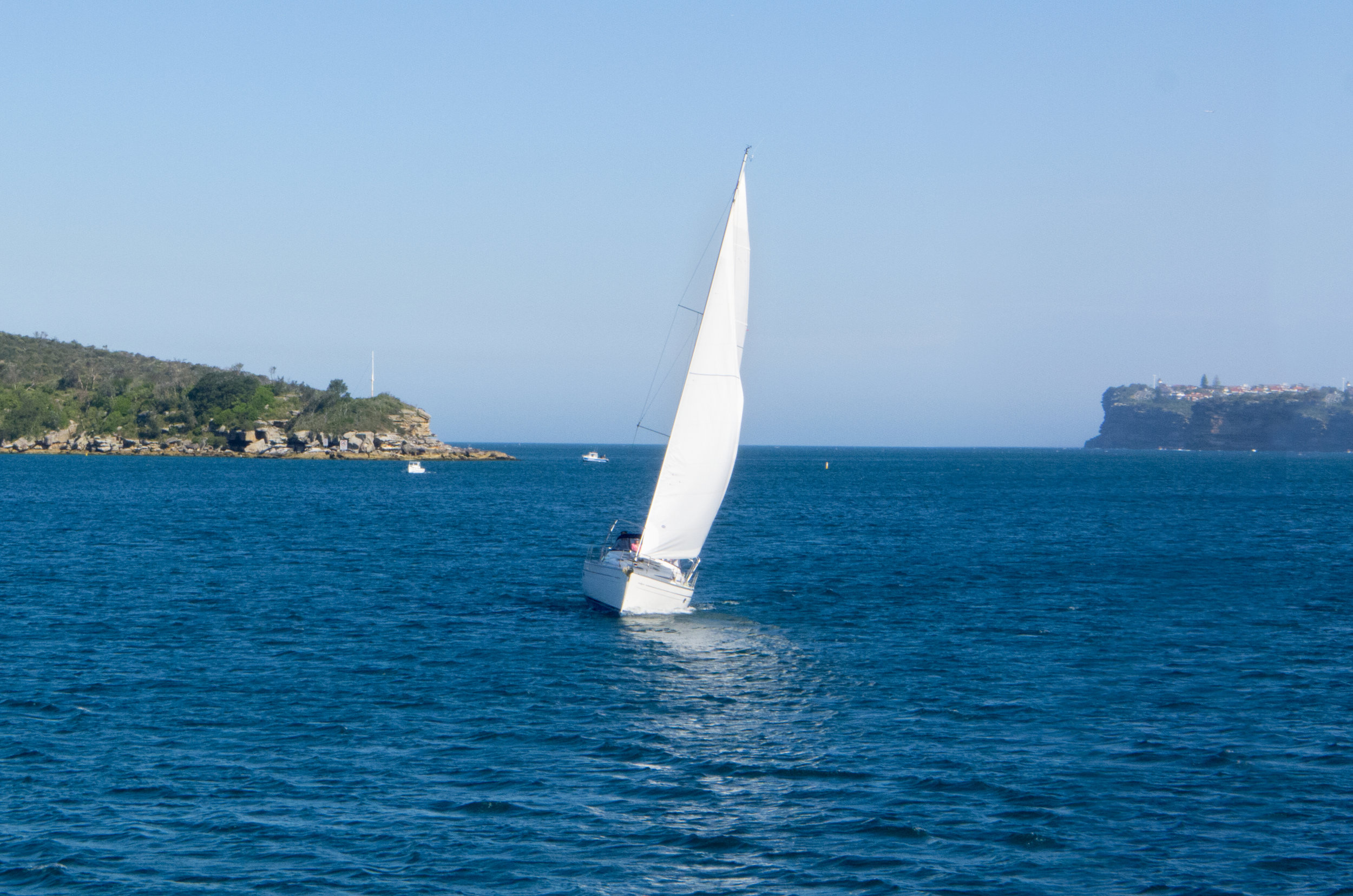  Sailing into outer Sydney Harbor on the edge of the continental shelf, between Watsons Bay and Manly 