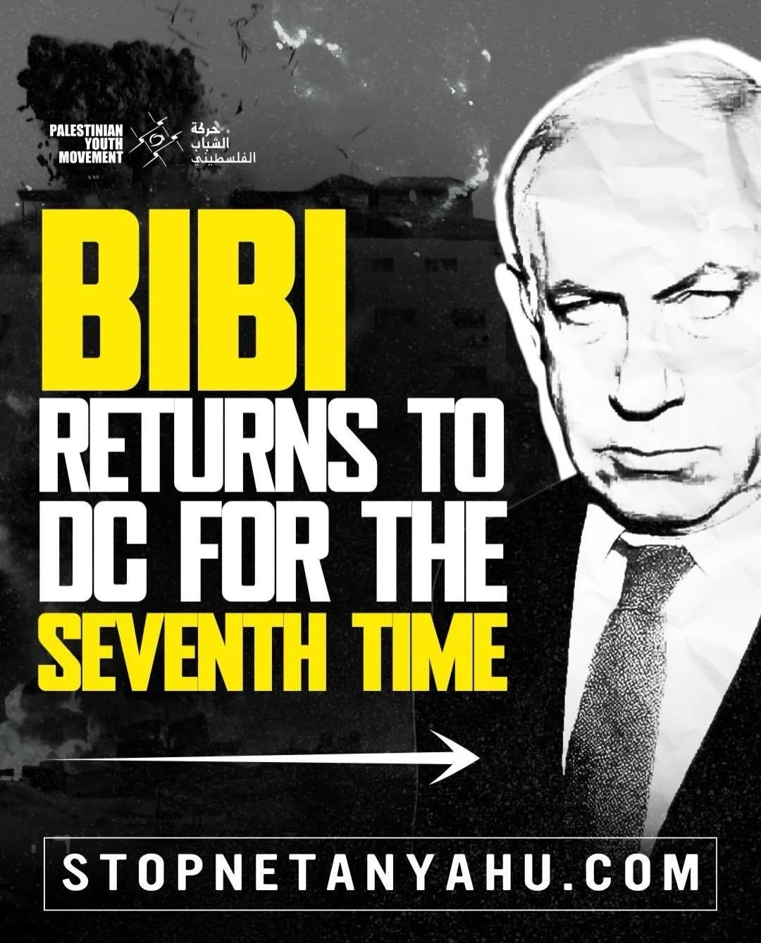 Repost @dmvpym: International fugitive and indicted war criminal Netanyahu is scheduled to visit Washington, DC, for the seventh time. We know from his innumerable visits over the past 3 years that every time, Netanyahu and Trump collude to bring dea