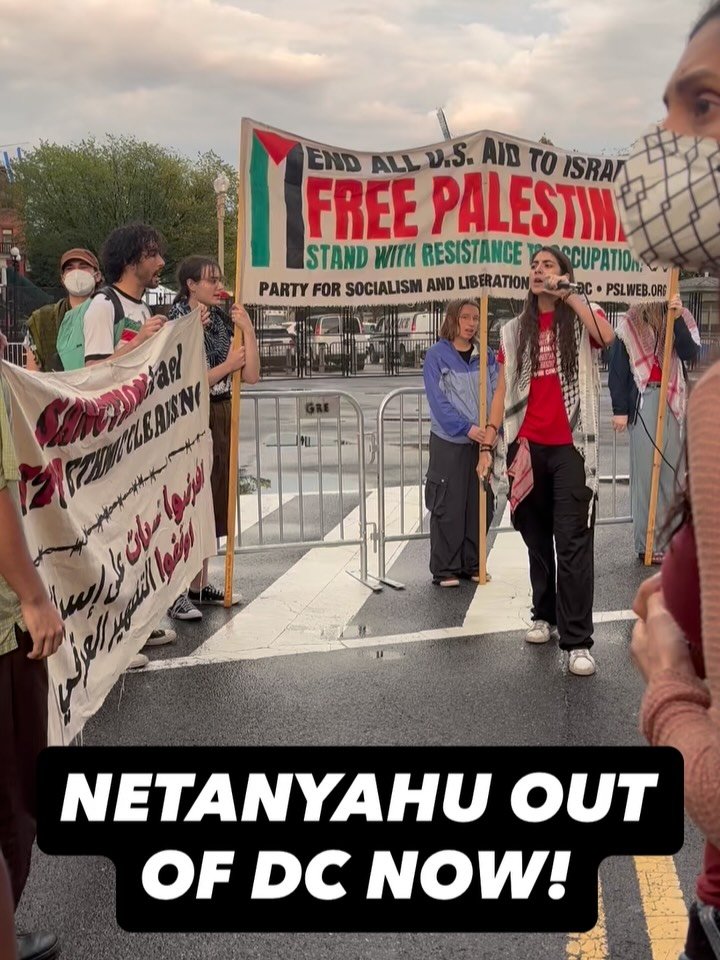 This evening, hundreds of us showed up in the streets of DC in severe weather to say that war criminals aren&rsquo;t welcome here, and should not be welcome anywhere besides the Hague. Netanyahu has been at the helm of the government carrying out a g