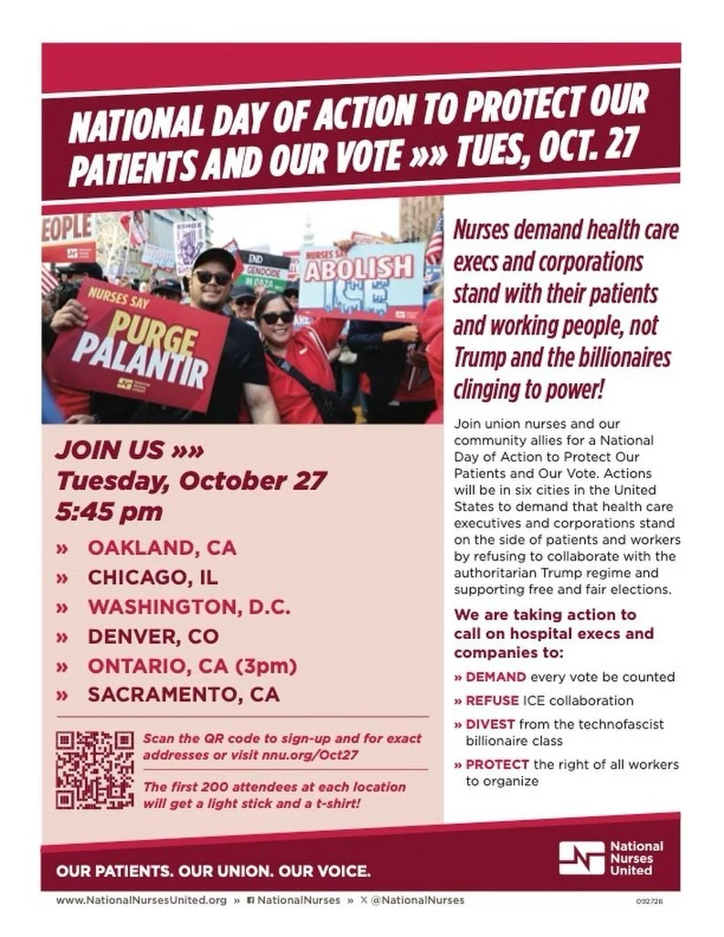 DM us to join a @jvpdcmetro crew for this demonstration! You do not need to be a nurse or healthcare worker to participate.

Join union nurses and community allies for a National Day of Action taking place across six cities in the United States &ndas