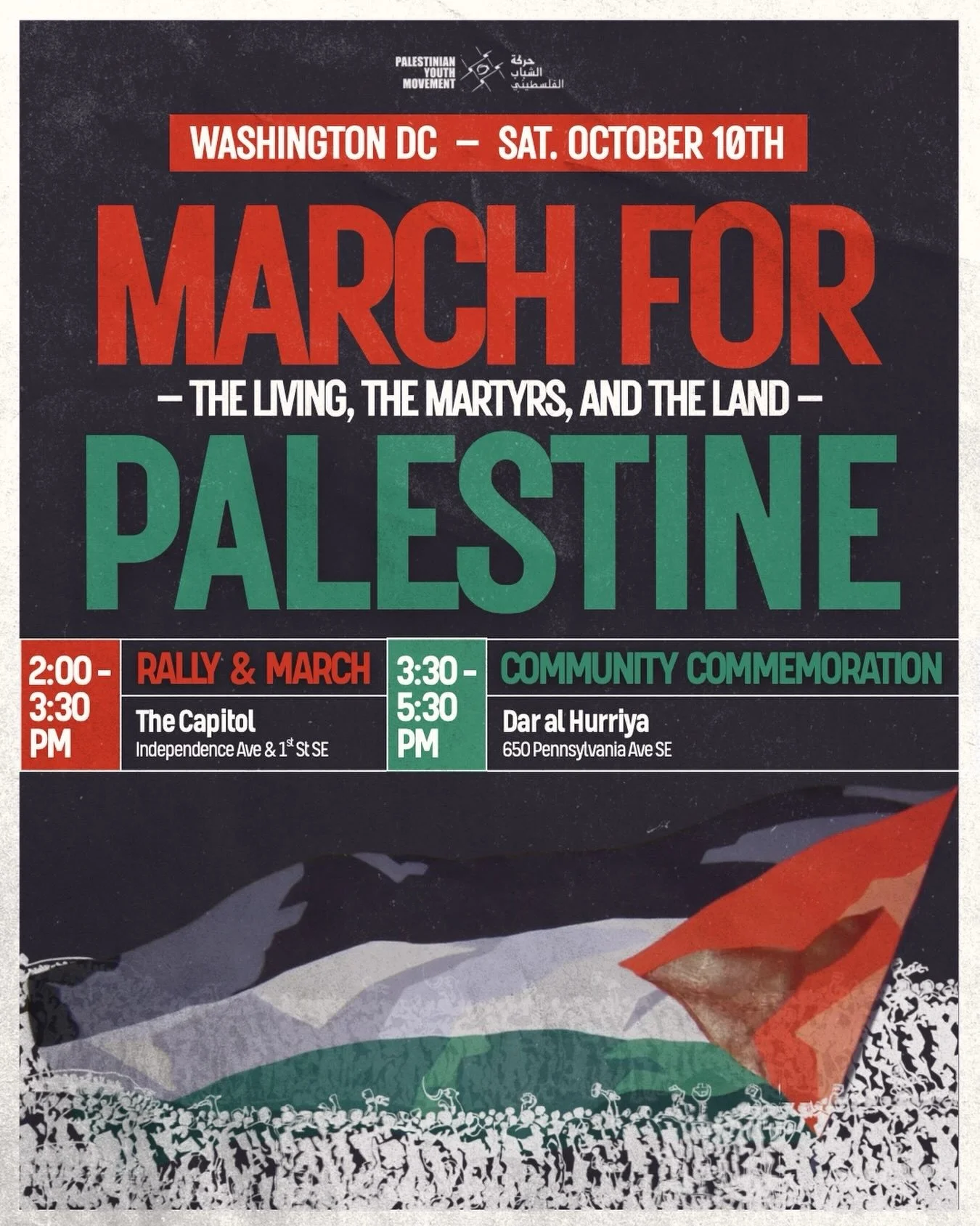 Join @jvpdcmetro on October 10th for a series of actions with our coalition partners and friends to mark three years since Israel&rsquo;s genocide began, honor the Palestinian people&rsquo;s ongoing resistance to the occupation, and demand an immedia