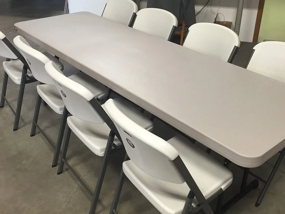 PACKAGE: Foot Folding Table Contoured Folding Chairs — Picnic  Omaha