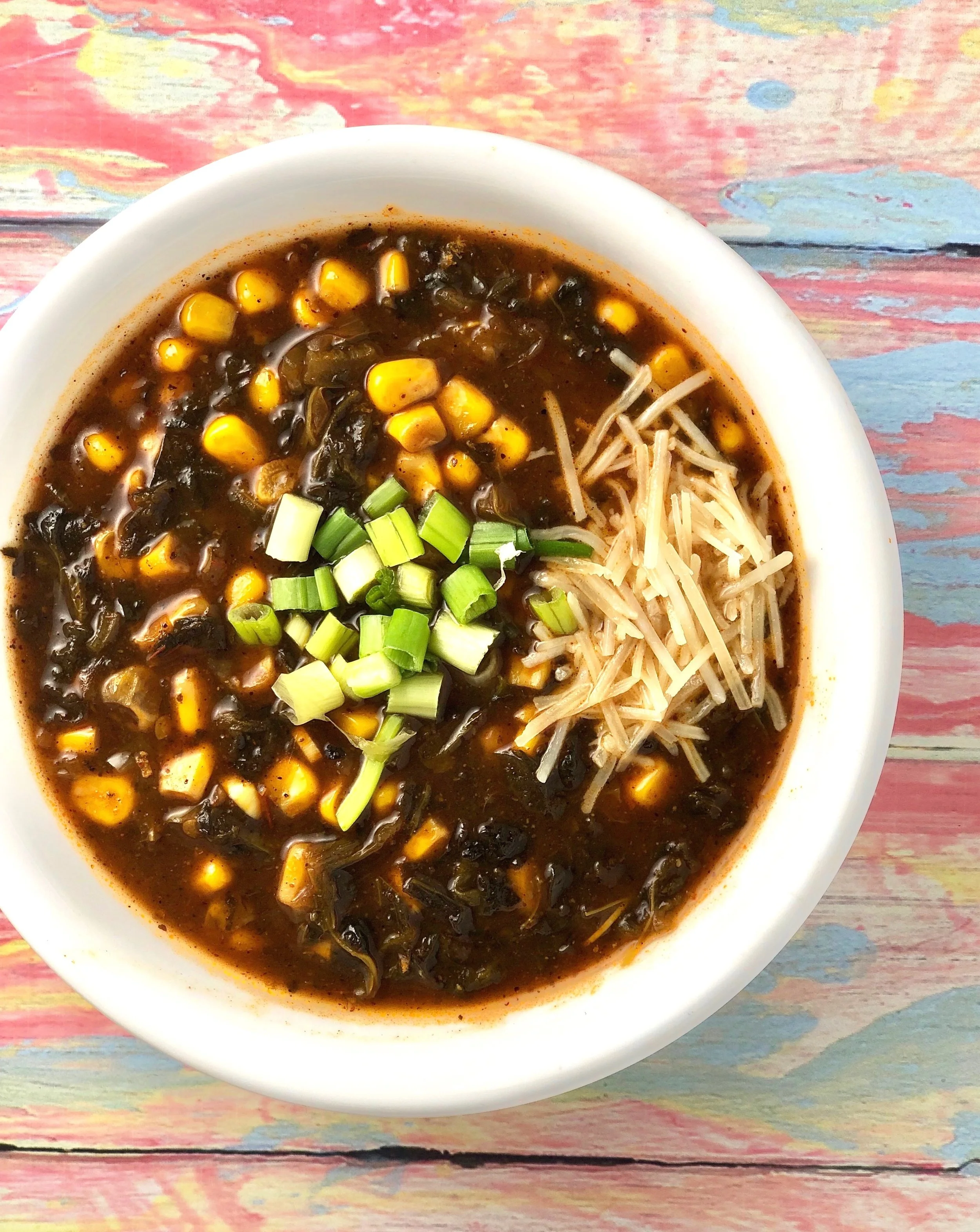 spinach and corn enchilada soup