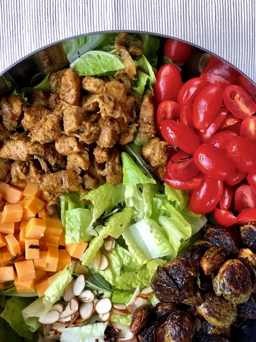 curried chicken and brussel sprout salad