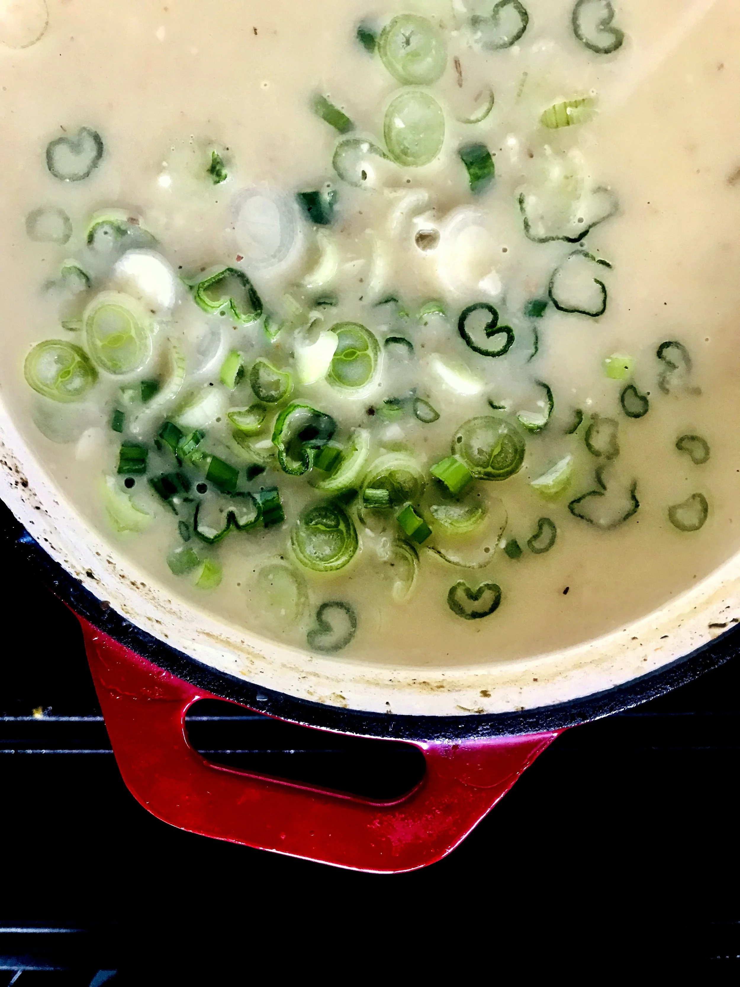 Potato almond soup with goat cheese
