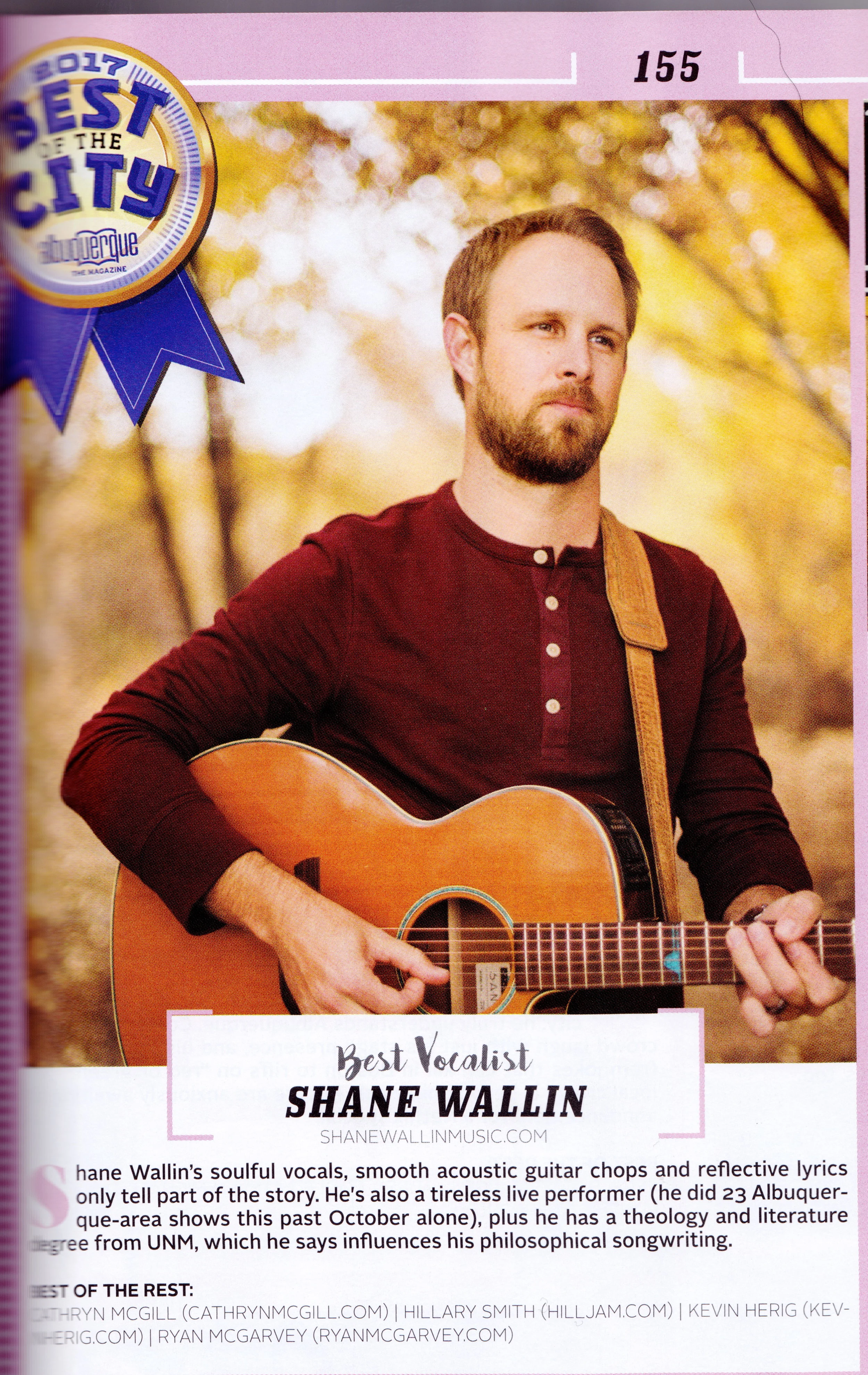 VOTED BEST VOCALIST, NEW MEXICO, 2017. ALBUQUERQUE THE MAGAZINE.
