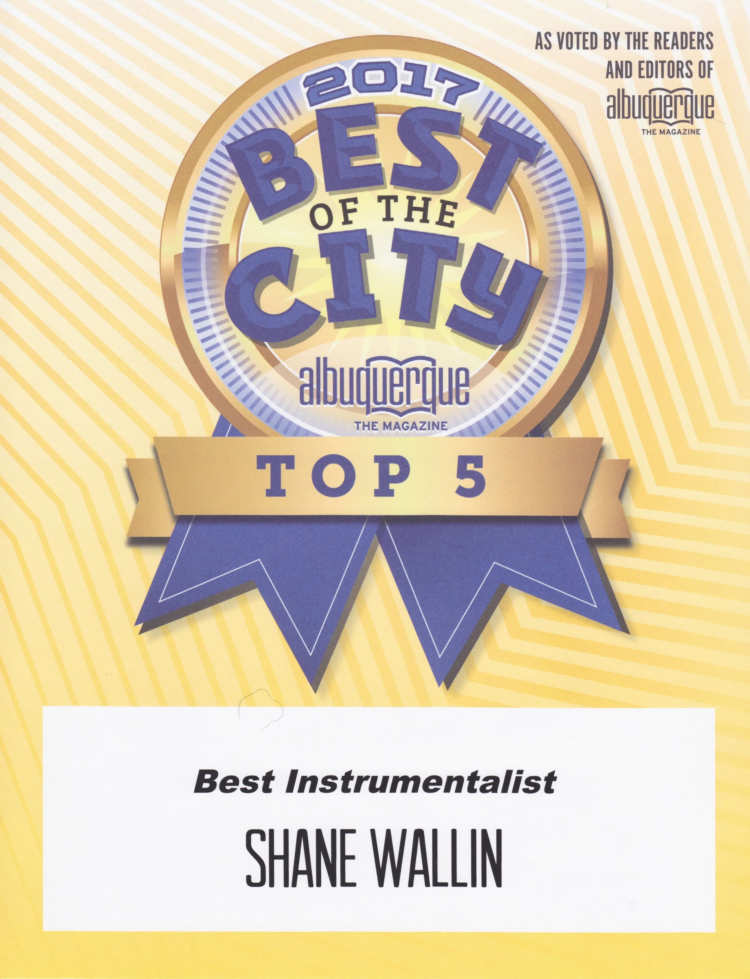 TOP INSTRUMENTALISTS 2017, NEW MEXICO by ALBUQUERQUE THE MAGAZINE.