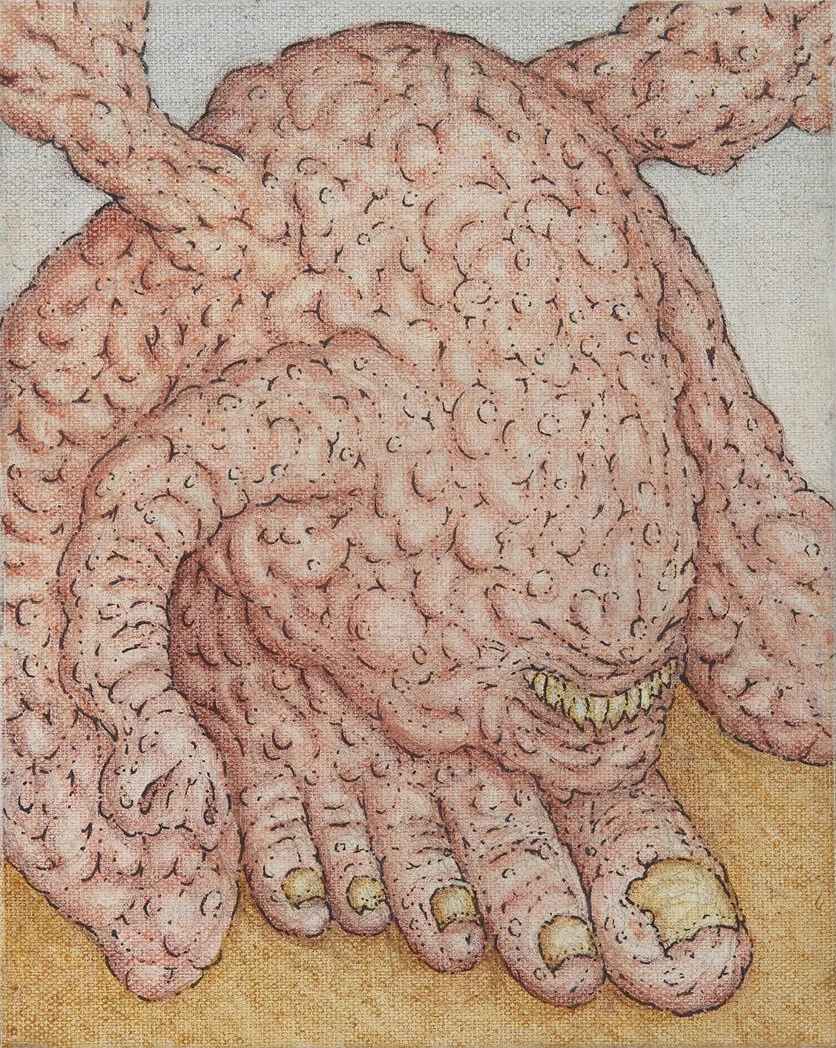   Hostile Monoped,  2020. Acrylic and graphite on canvas, 10 x 8 inches. 