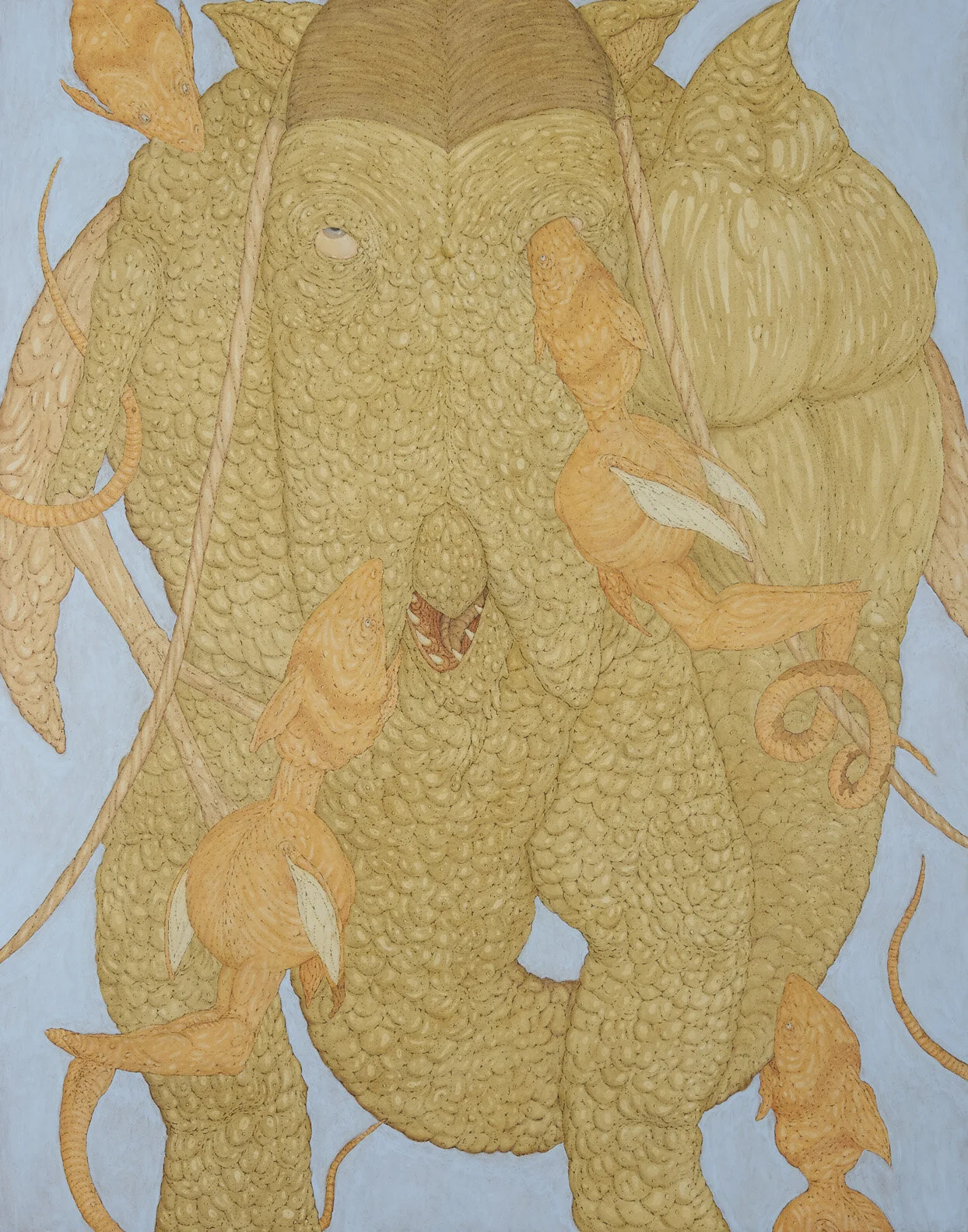   Drone Swarm,  2020. Acrylic and graphite on canvas, 56 x 44 inches. 