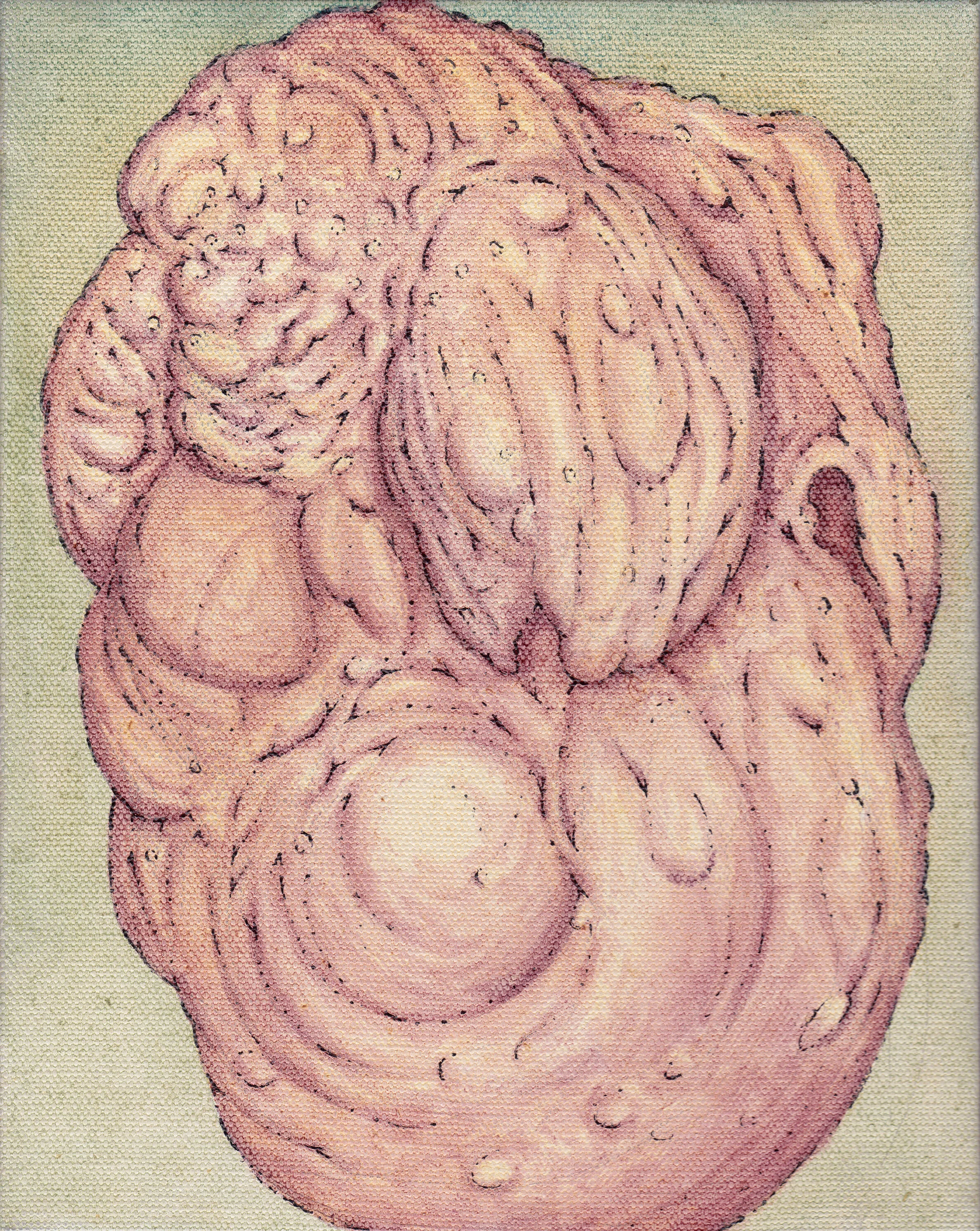   Forms Behind Thin Skin,  2021. Acrylic and graphite on canvas, 10 x 8 inches. 