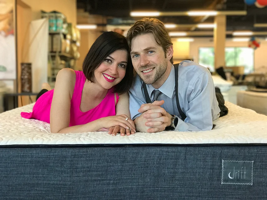 Jonathan &amp; Evita Kunke on one of The Sleep Shoppe’s Many Mattresses