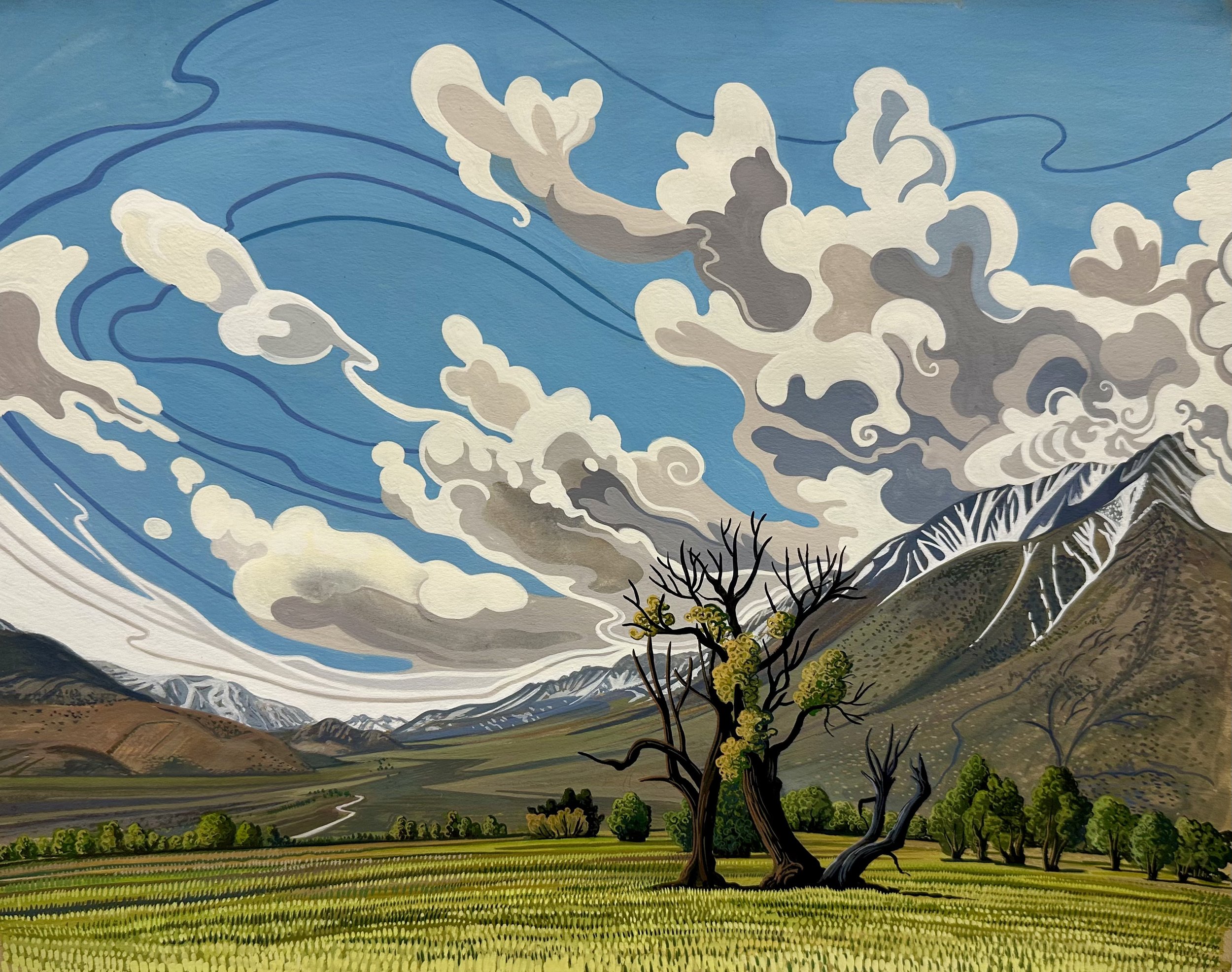 Shafer, Phyllis - “Cloud Dance”, 2025, 10.5” x 13.5”, gouache on paper 3800.jpg