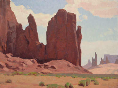 Glenn Dean, “Monoliths,” oil, 30 x 40 in. Maxwell Alexander Gallery