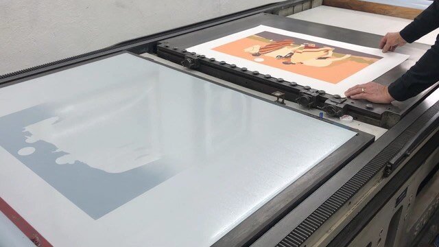 Lithography adds a whole new dimension to the serigraph process.  The image process crates natural transitions in color and added depth through the image. 
@loganmaxwellhagege&rsquo;s latest edition is available exclusively online on March 7th, 2020 