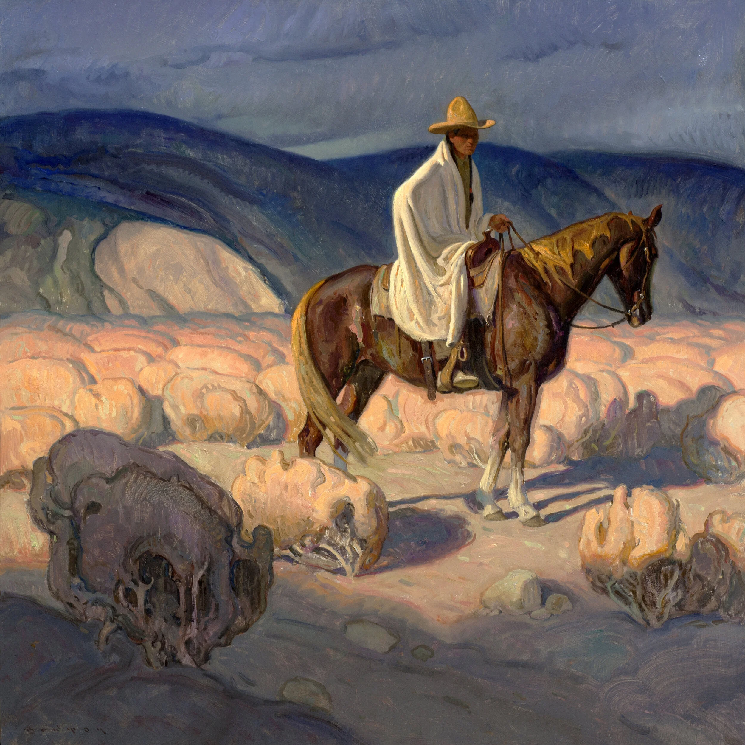 Eric Bowman “Indigenous Pilgrim” Oil 24” x 24” (SOLD)info@MaxwellAlexanderGallery.com