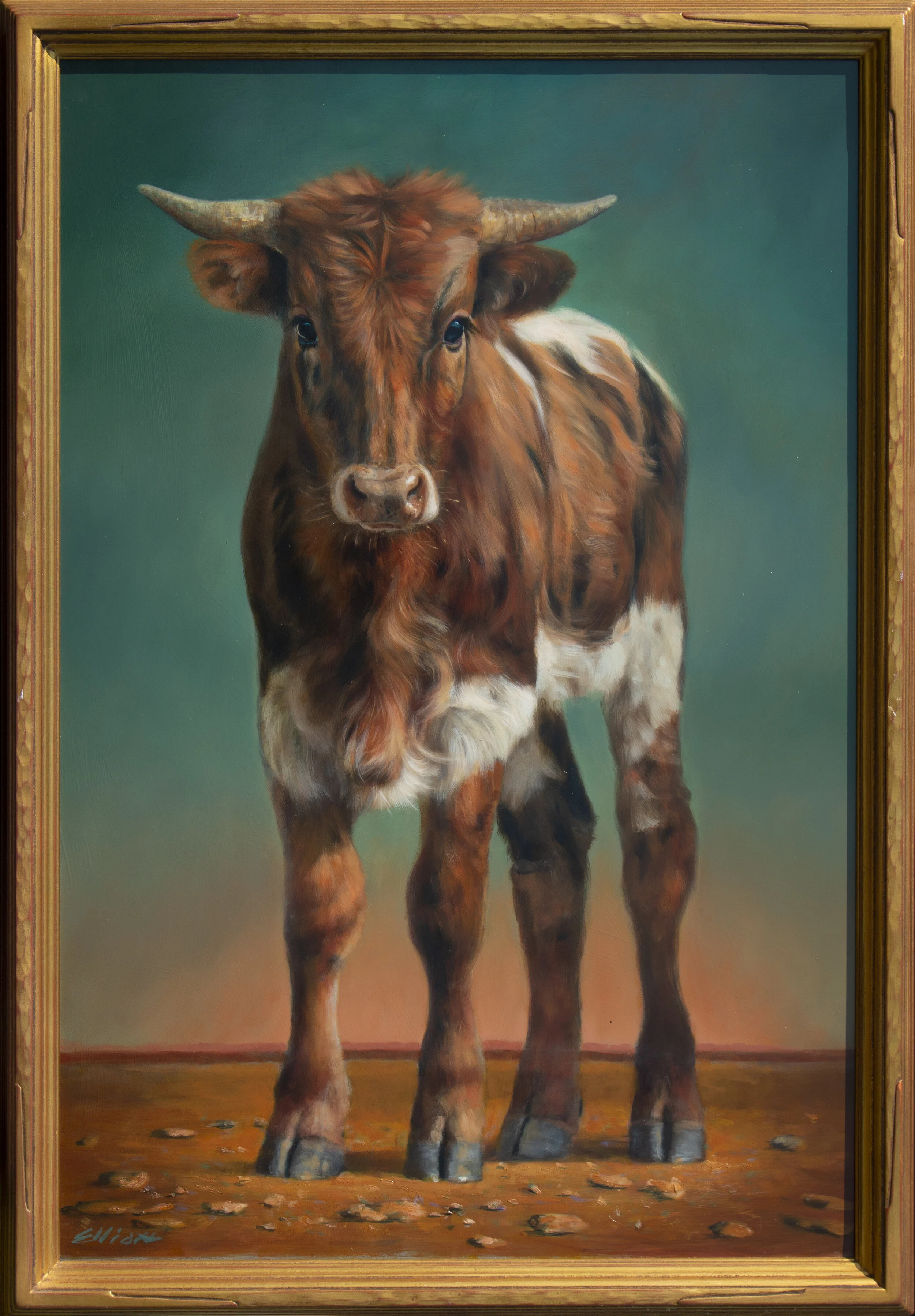 Teresa Elliott - Boot Ranch Calf- Oil 36”x24” 17k framed.jpg