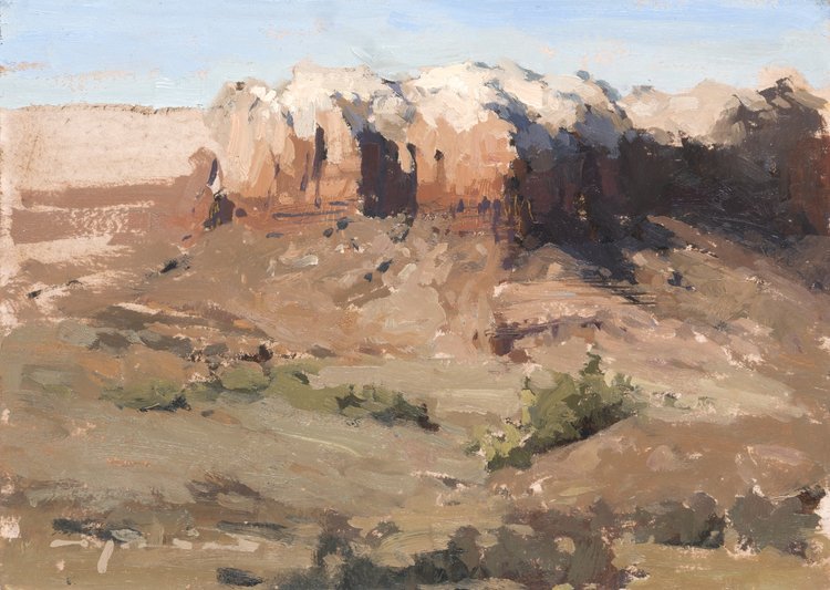 “Below the Bluffs of Utah (Plein Air)” Oil 5 1/2”x7 5/8”