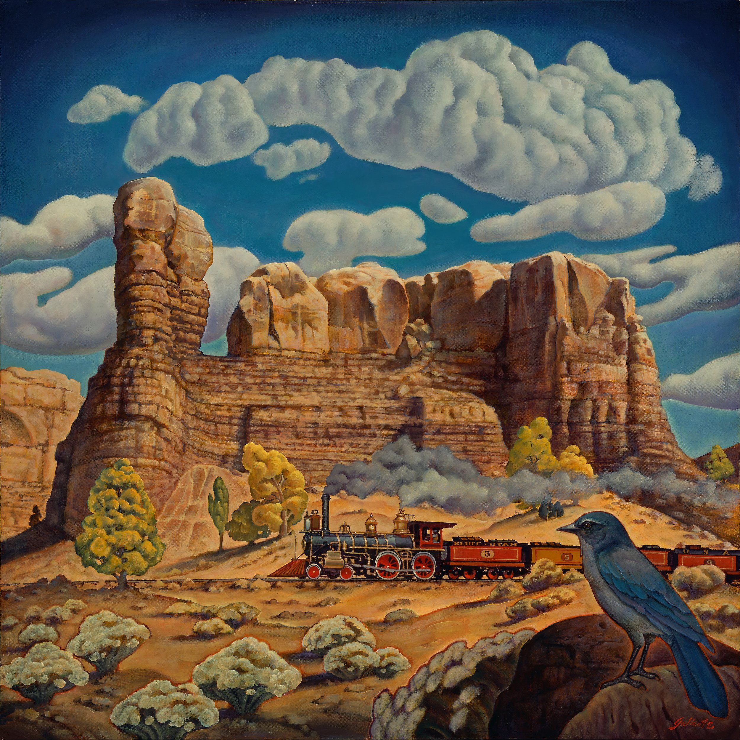 (SOLD) “Mystery Train Mountain” Oil 32"x32"