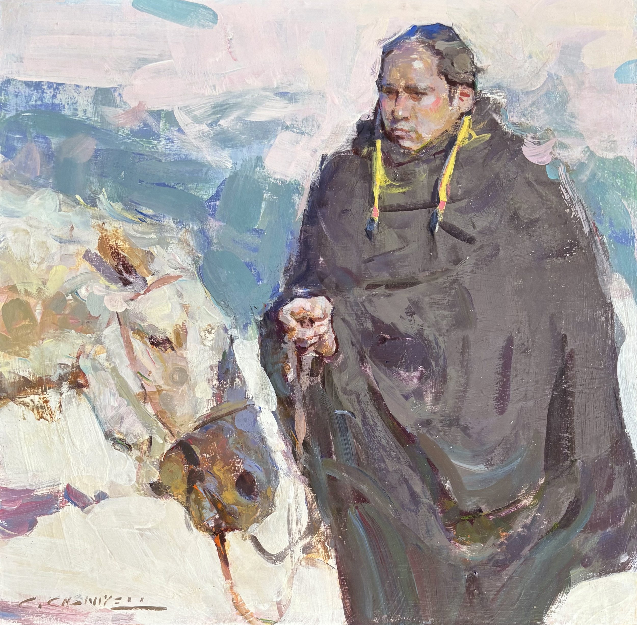 Charles Cashwell "The Conversation" 16"x16" Acrylic