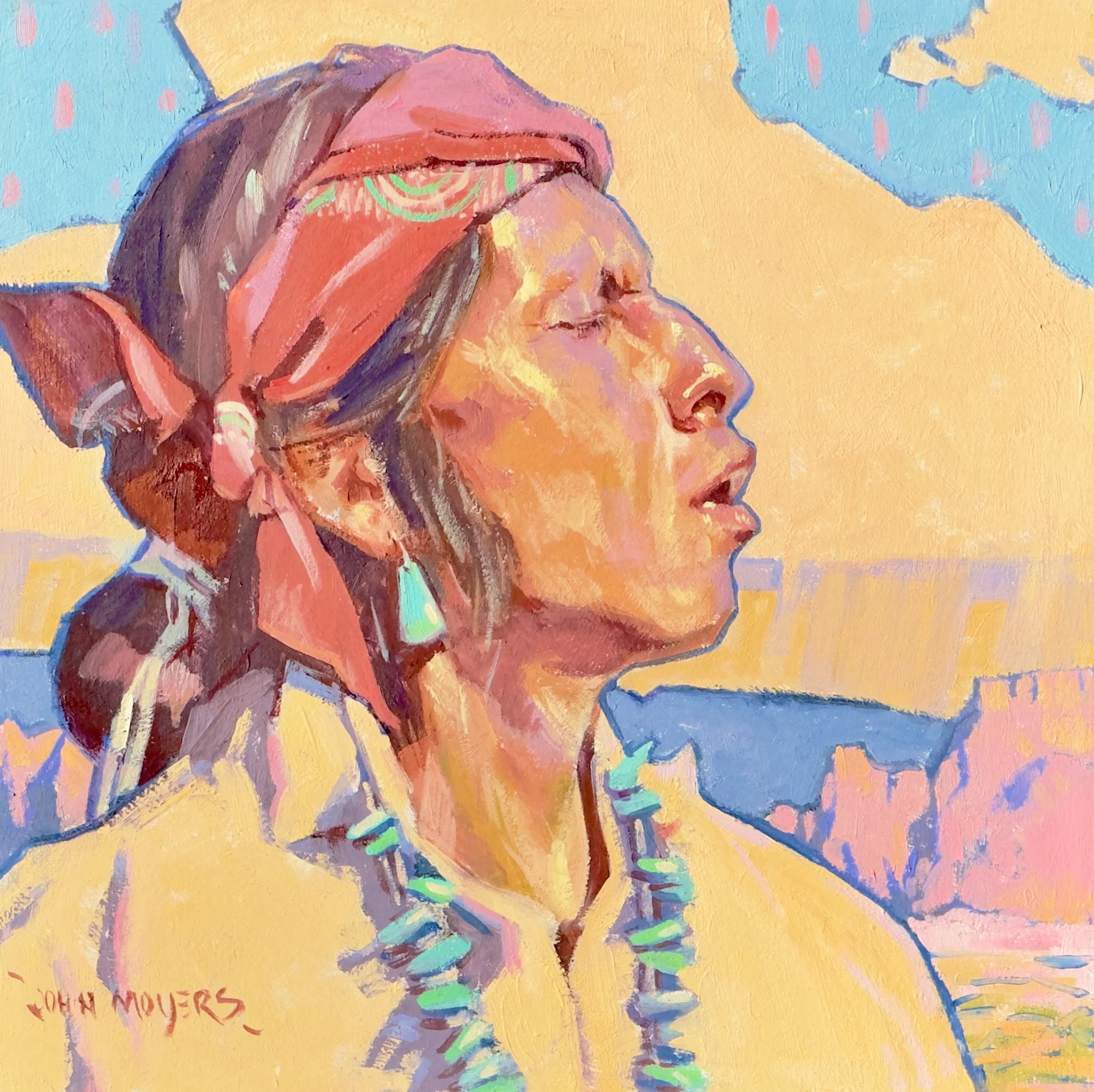 John Moyers "A Navajo's Song" 12"x12" Oil