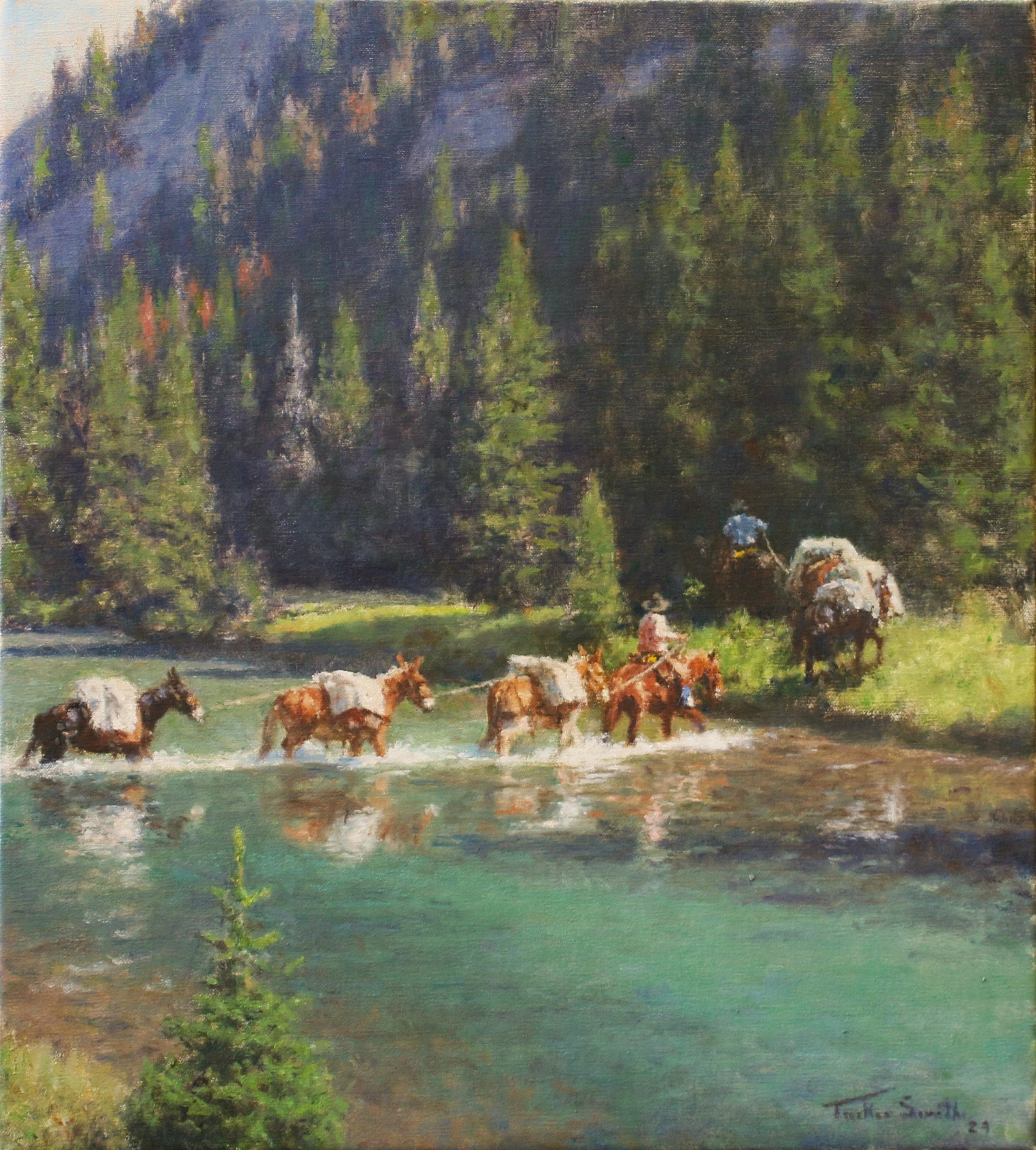 Tucker Smith "Crossing the Green" 18"x16" Oil