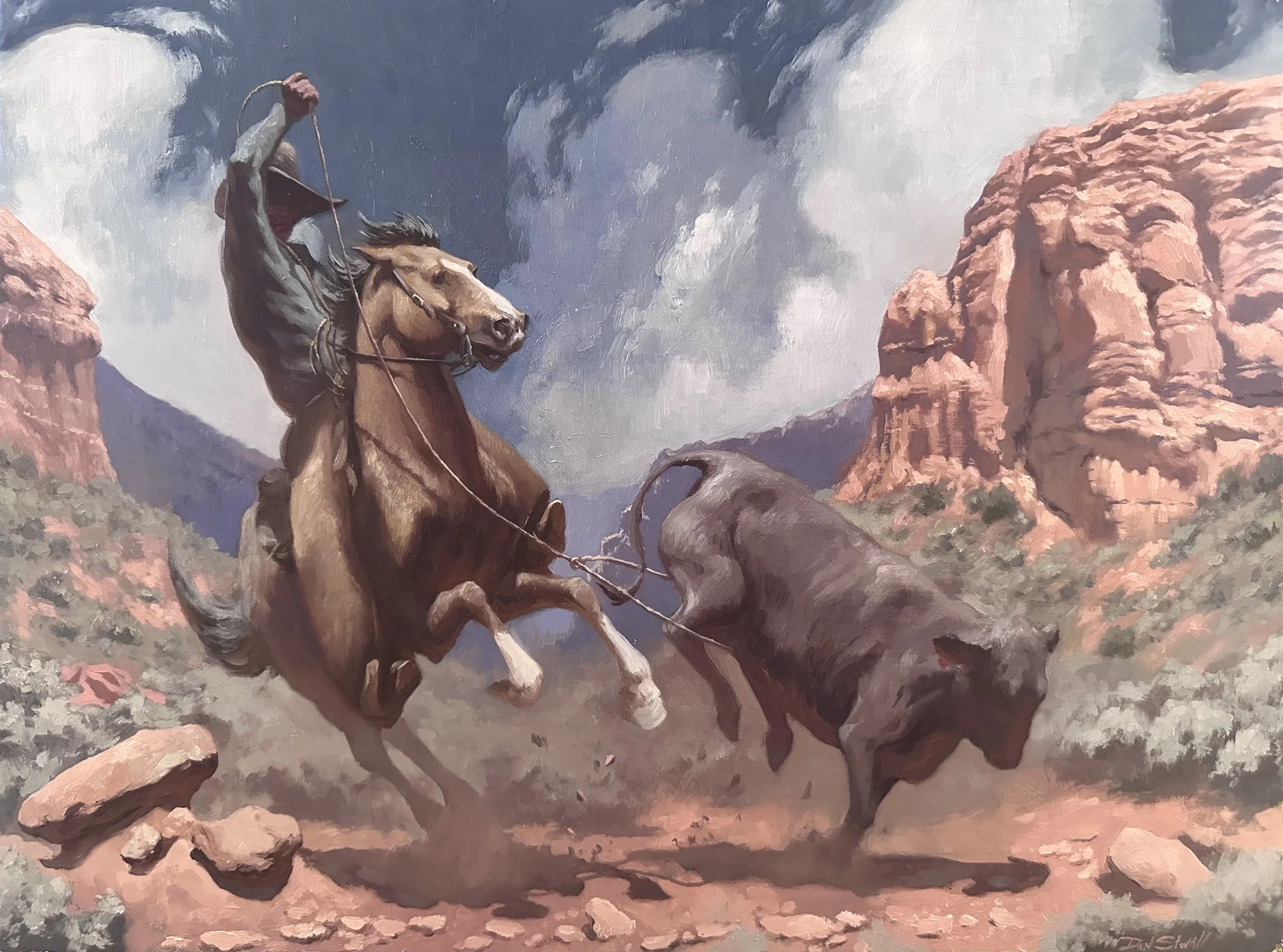 Dan Stovall "Heel shot" 12"x16" Oil
