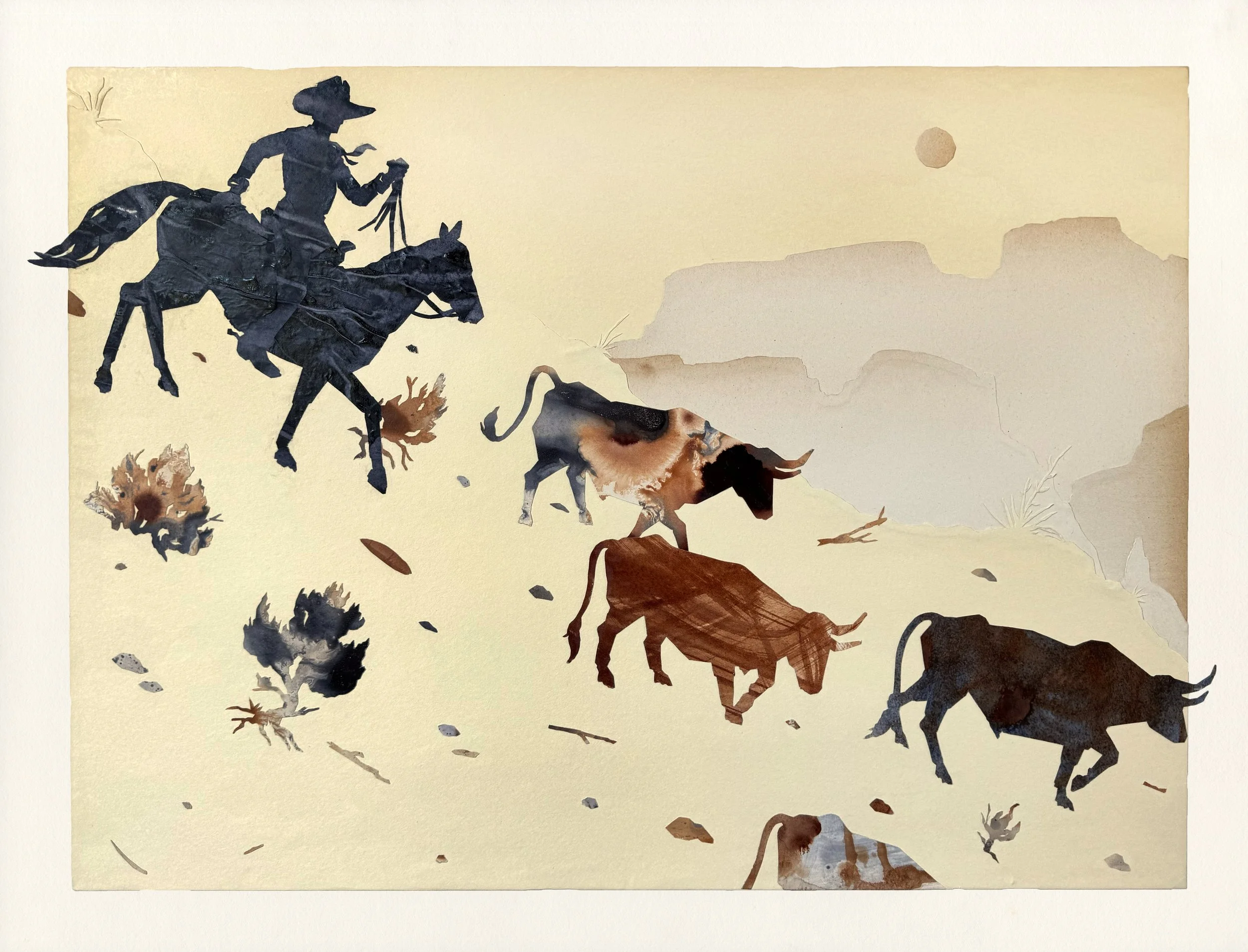 Jed Webster Smith "Shellacked Cowboy XL" 21"x27" Shellac Ink 