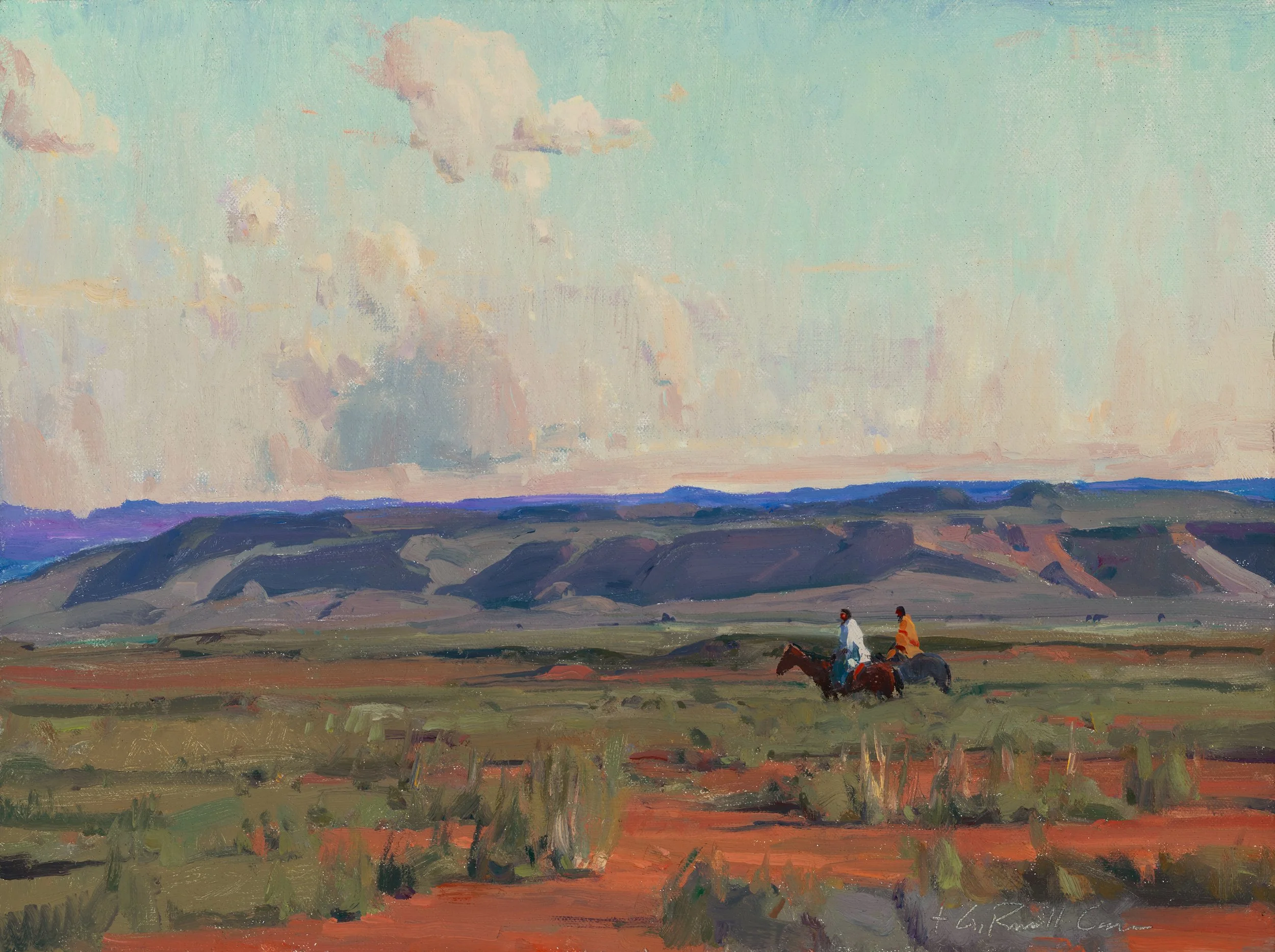 (SOLD) G. Russell Case "Sage Riders" 12"x16" Oil
