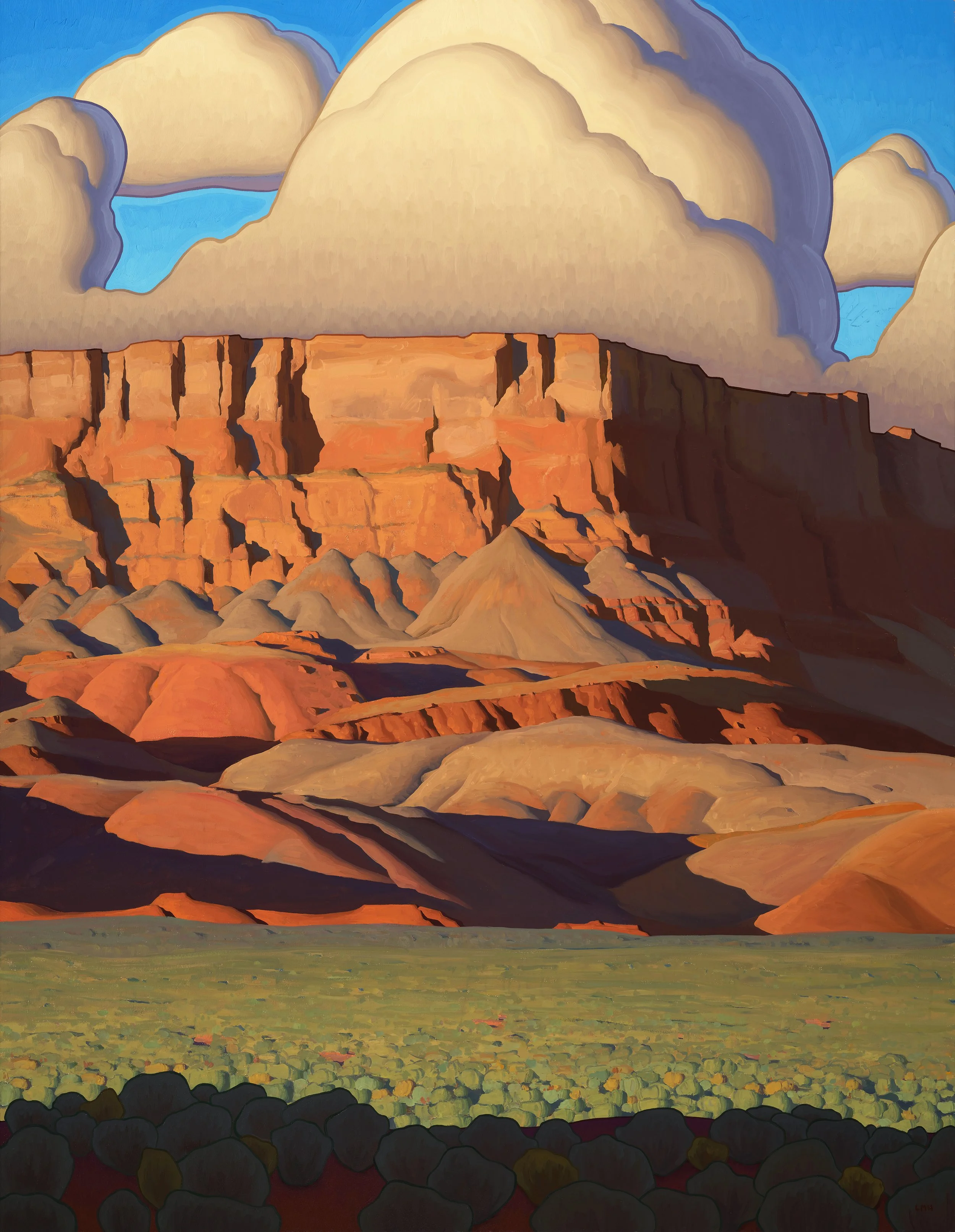 (SOLD) Logan Maxwell Hagege "Lay of the Land" 80"x62" Oil