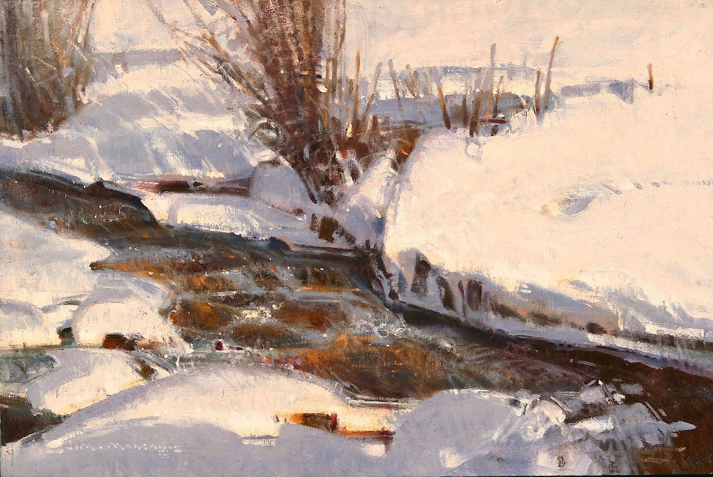 MorgaJames Morgan "Winter Stream with Mink Track"s