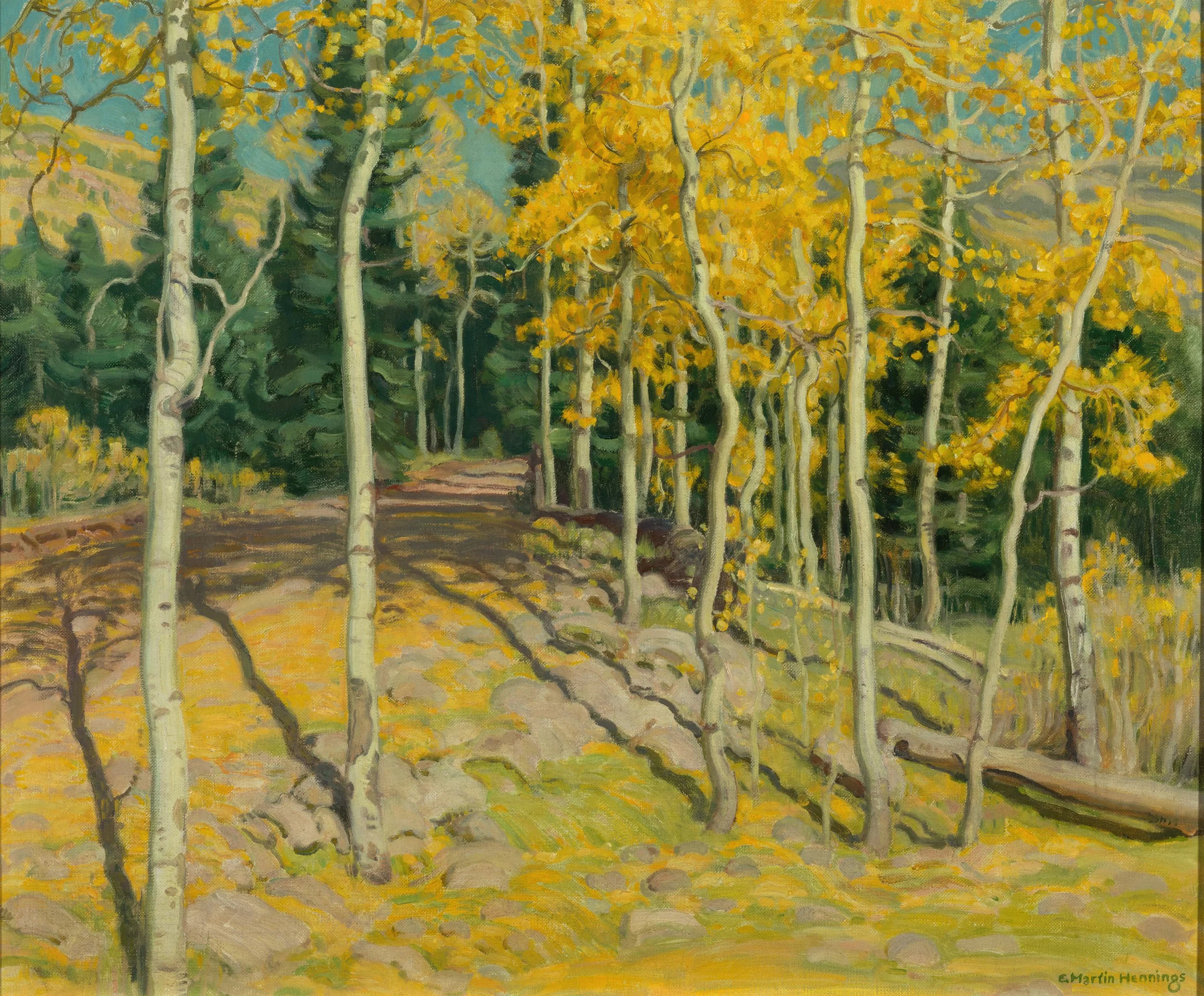 E. Martin Hennings "Fall Aspens" 20"x24" Oil