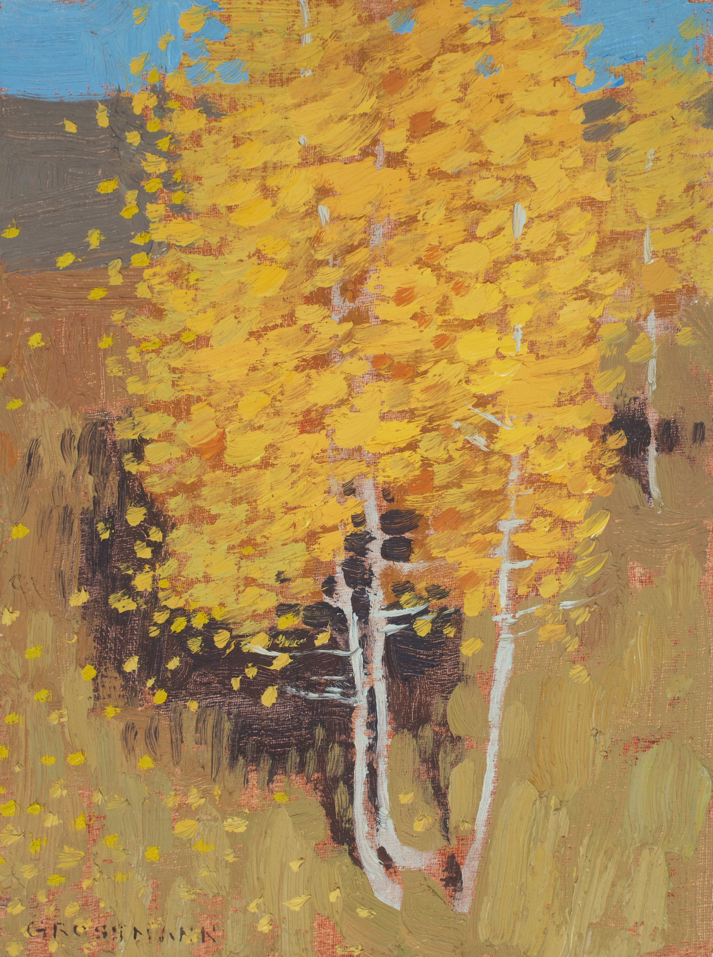 Grossmann, David - Autumn Aspens In Bright Morning Light - 8x6 inches - oil on linen panel - �2,100.jpg