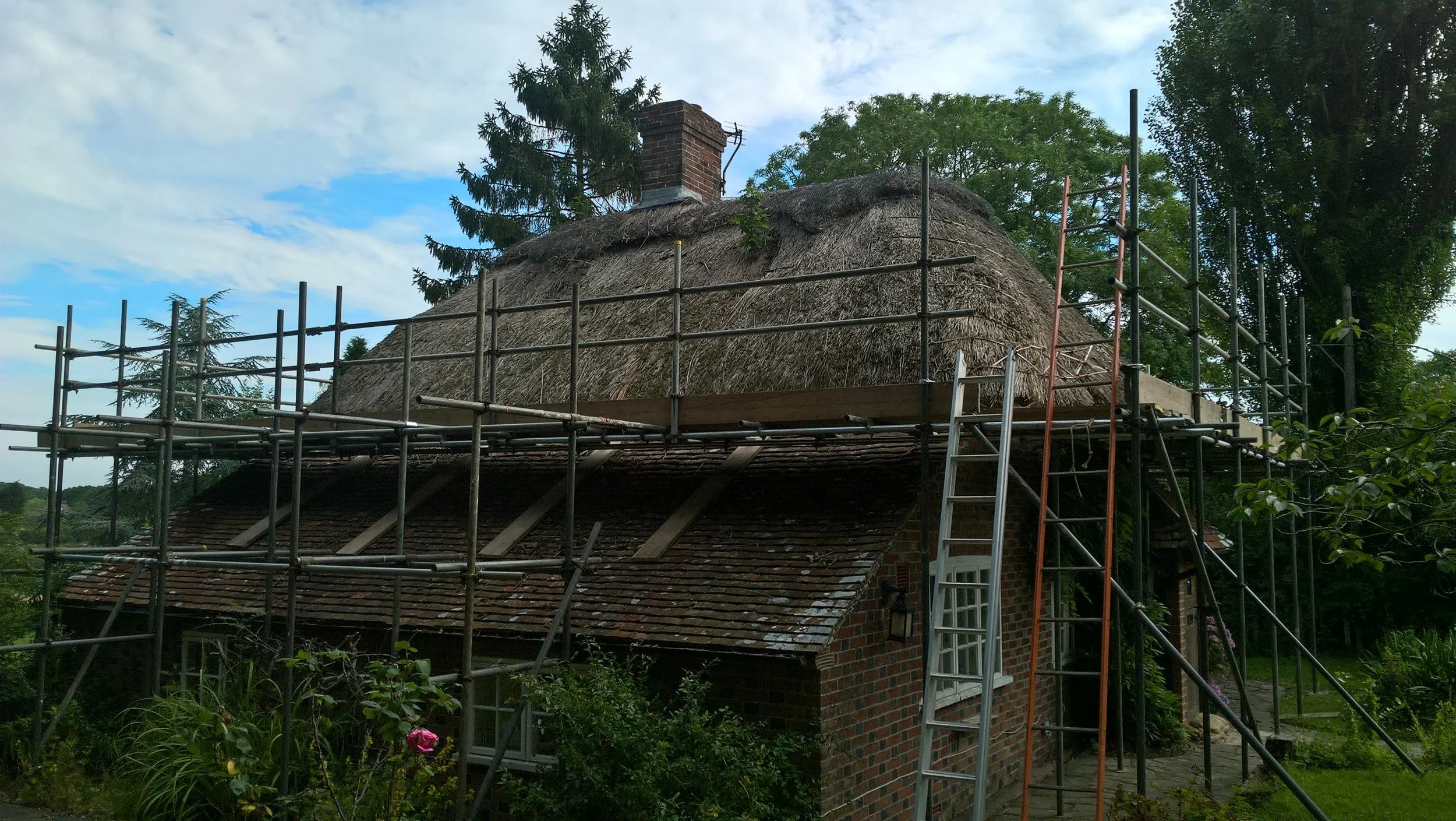 A Thatched roof in East Sussex just before Re-thatching