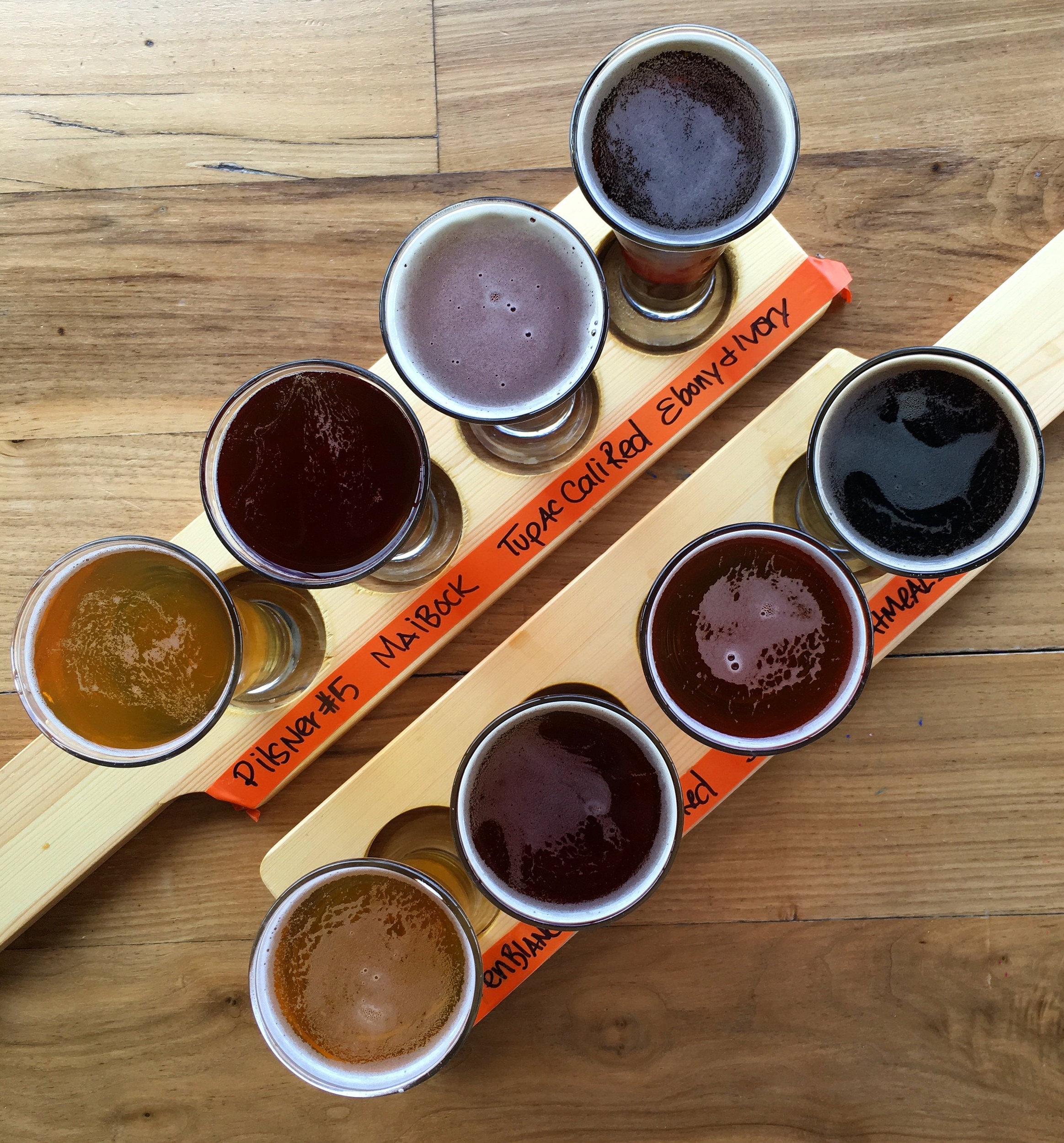 Double the pleasure, double the fun: Two flights, two people. Although, we wouldn't put it past either one of us to down two flights. Tractor Brewing Company . Go "Get Plowed." 