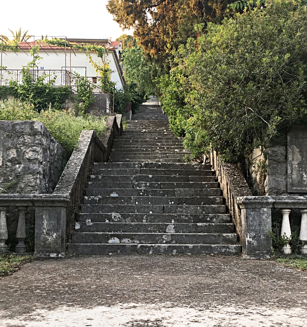 The steps disappear in the photo, but they keep going. There are hundreds of them. The Church of St. Roko atop the hill is beautiful, and the view spectacular. Well worth the climb. 
