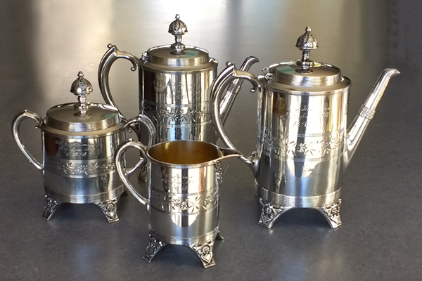 antique silverplate coffeepot teapot polished