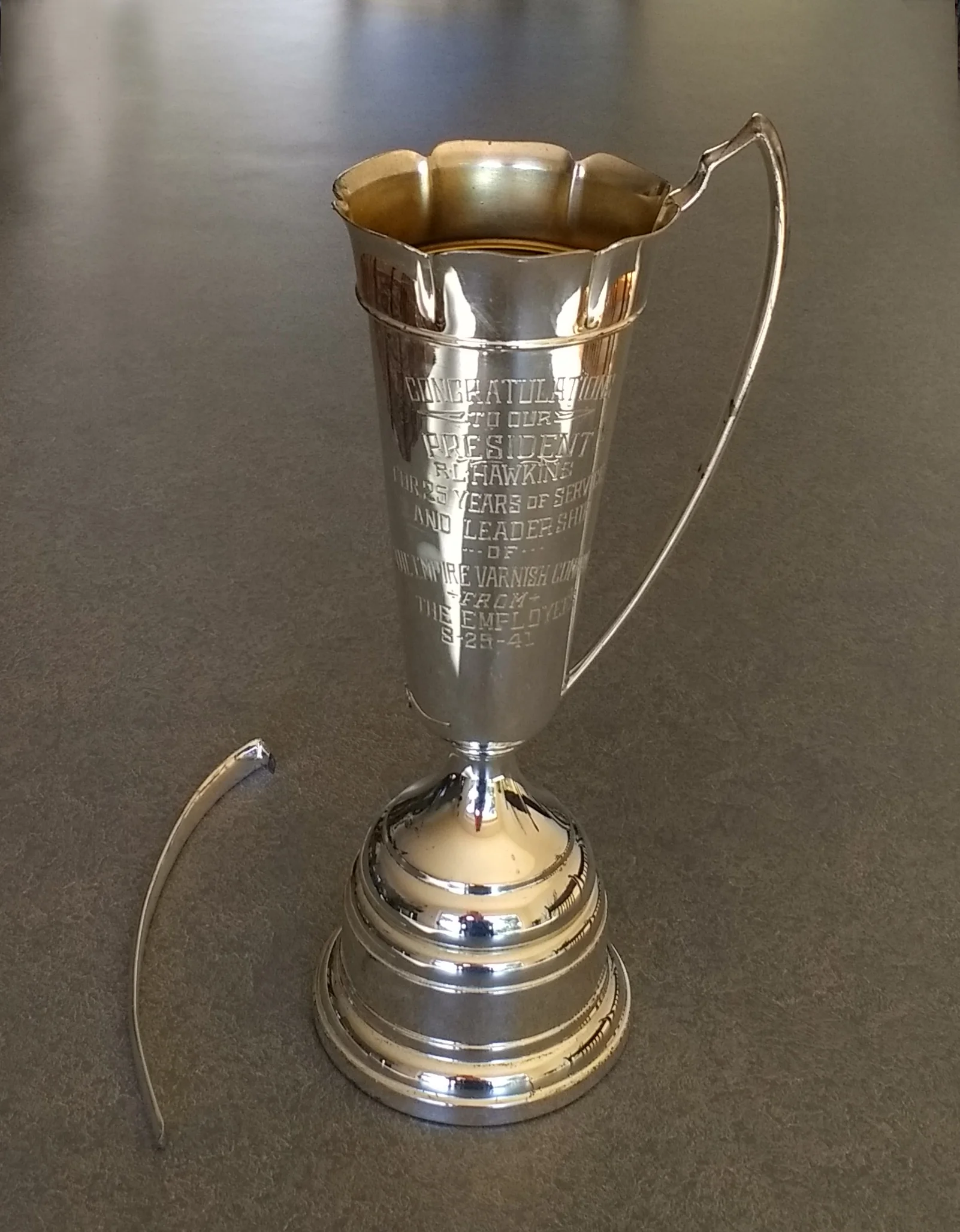 Vintage trophy after removing laequer