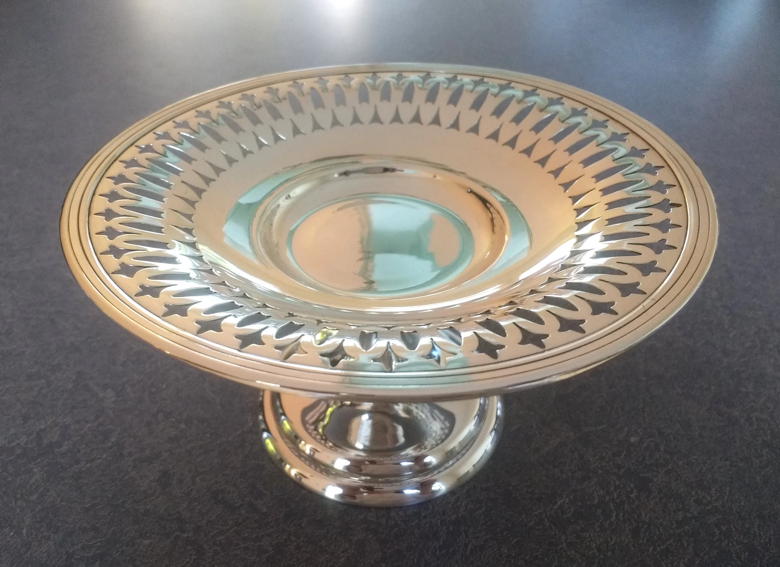 20th century sterling silver candy dish after polishing