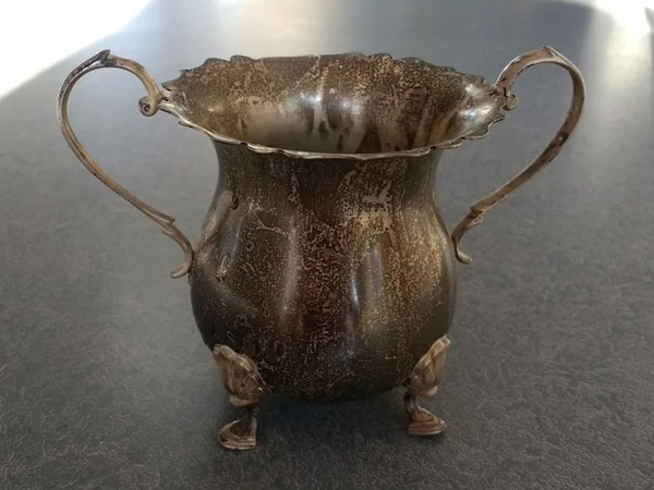 sterling silver sugar bowl black with tarnished