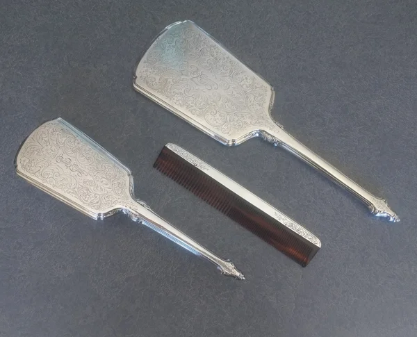 sterling silver dresser set brush, comb and mirror polished silver