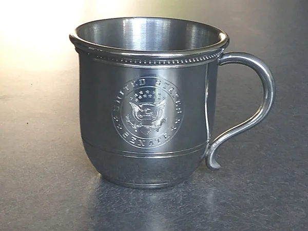 Pewter baby cup repaired