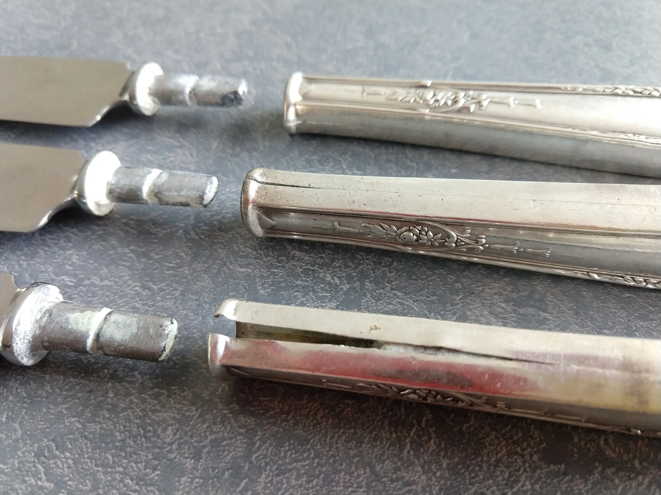 split sterling silver knife handles