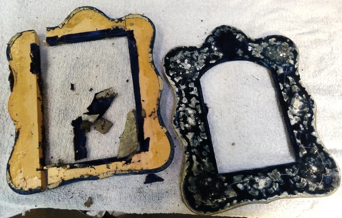 Beginning of sterling silver frame restoration