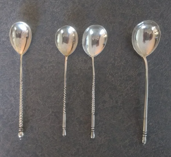 Antique silver spoons polished