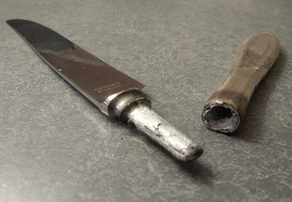 silverplate knife handles used in restoration of rare cheese scoop