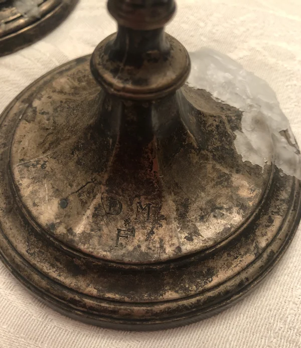 tarnished sterling silver candlestick base