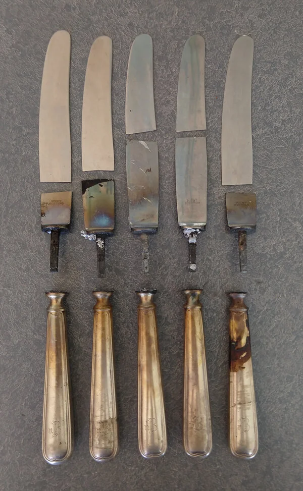 broken knife blades removed from handles